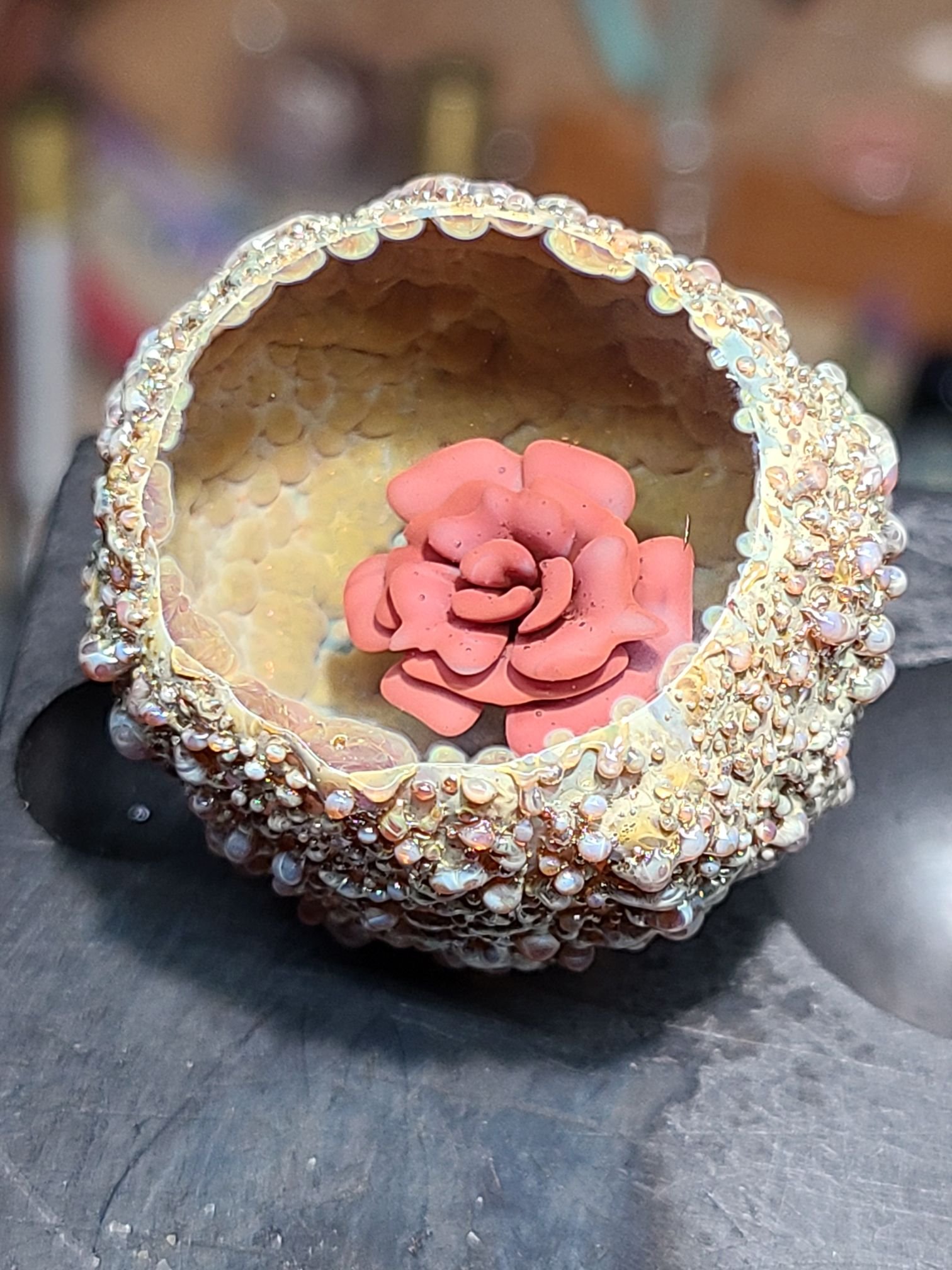 Boro Flower Fossil Red over White - Image 2