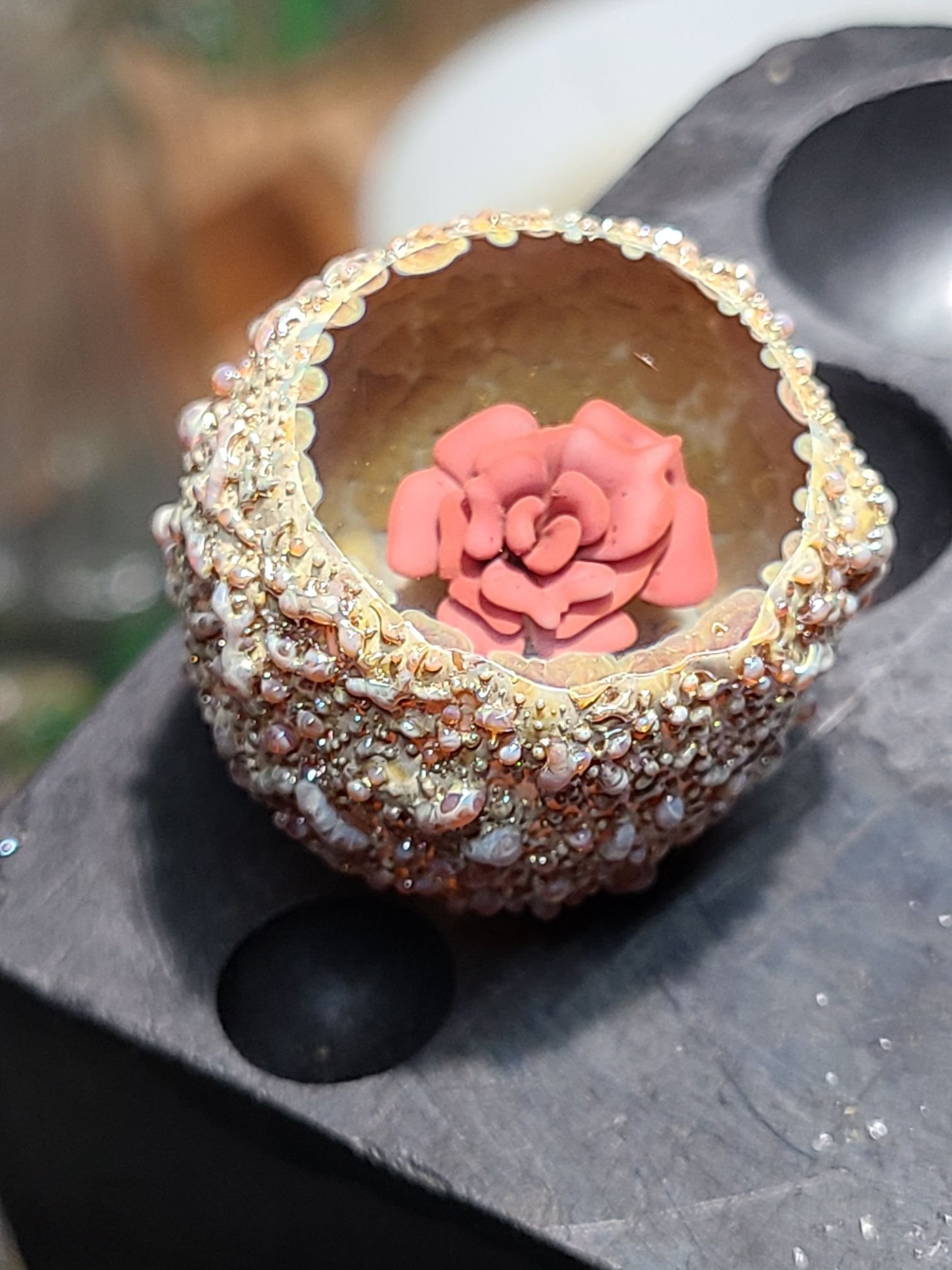 Boro Flower Fossil Red over White