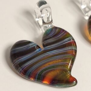 Amber Purple Striped Heart Pendant 3