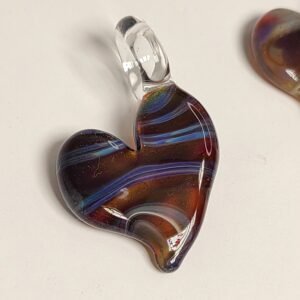 Amber Purple Striped Heart Pendant