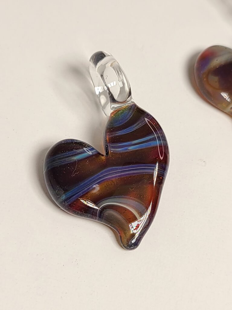 Amber Purple Striped Heart Pendant