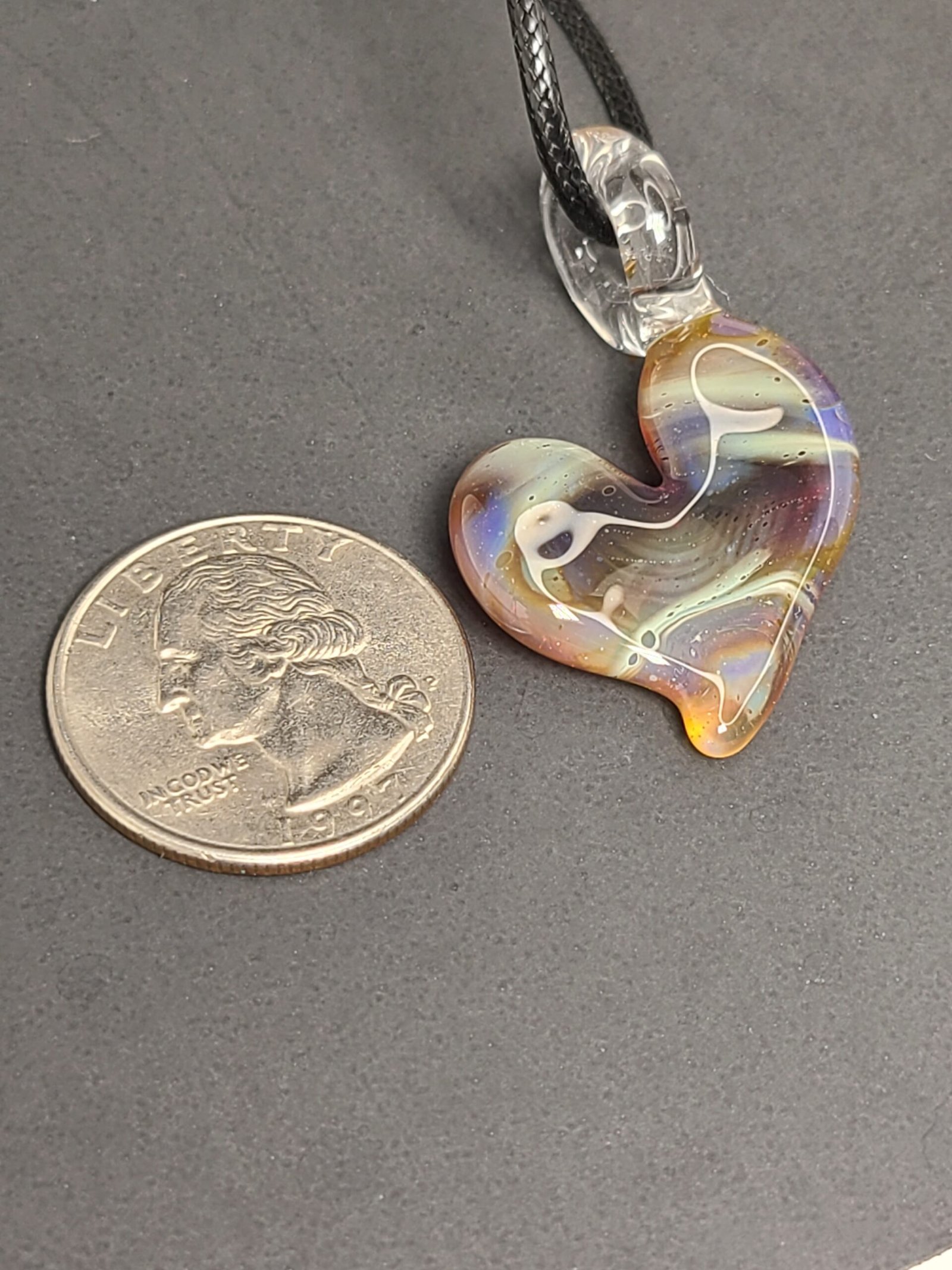 Amber Purple Heart Pendant - Image 2